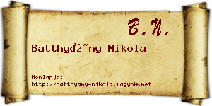 Batthyány Nikola névjegykártya